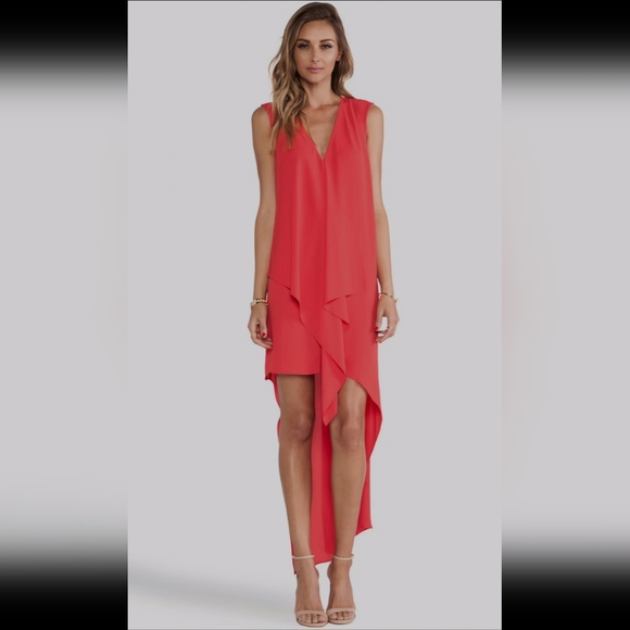 NWOT BCBGMAXAZRIA Tara Ruffle Front Dress in Lipstick Red Small